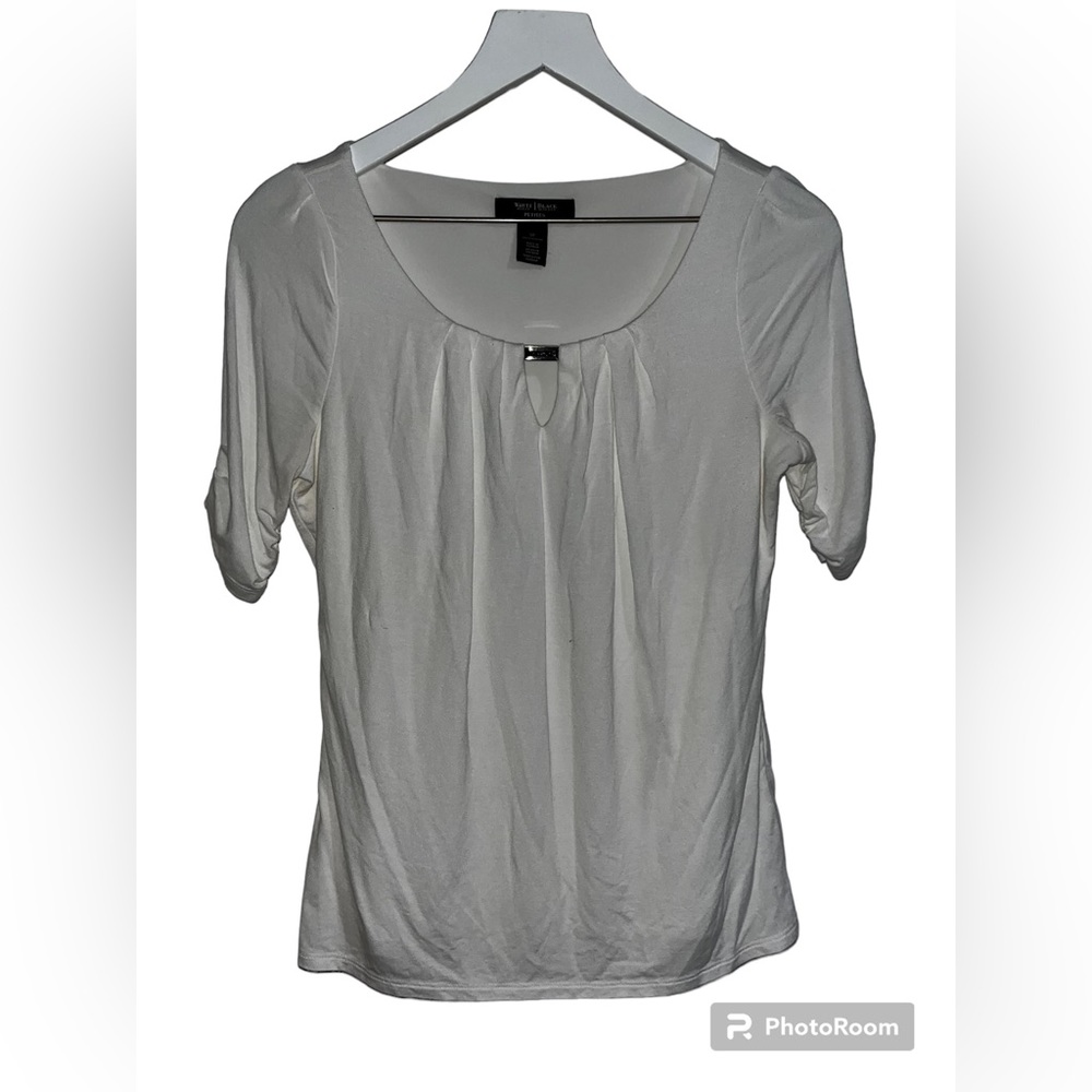 White House Black Market Shirt w/ Silver Chest Accent - White - Size M